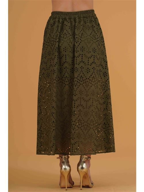 Gonna in pizzo san gallo Clips | G1029751VERDE MILITARE